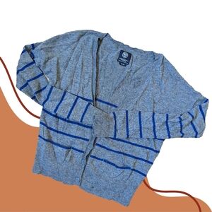 AEO Blue + Grey Striped Pocket Cardigan